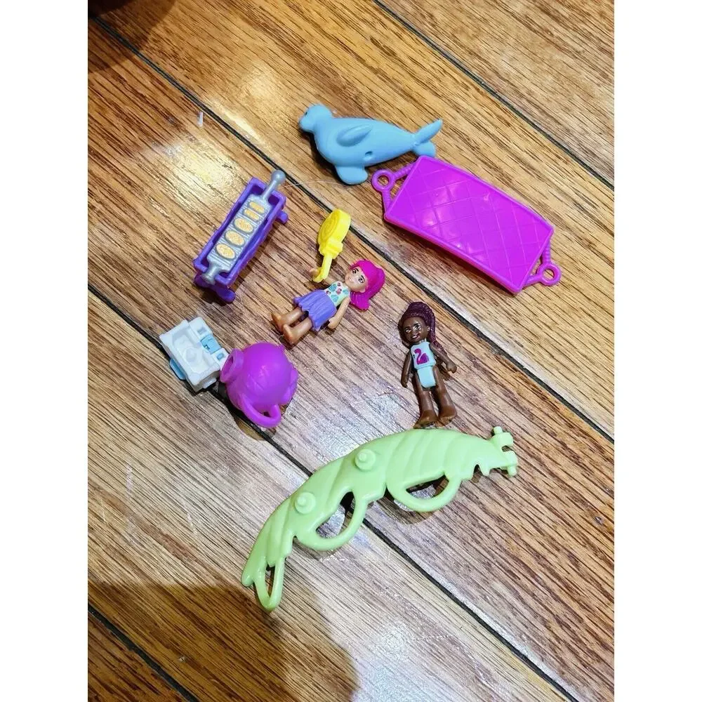 Polly Pocket Pink Flamingo Party Playset Purse Carry Case Some Accessories‎